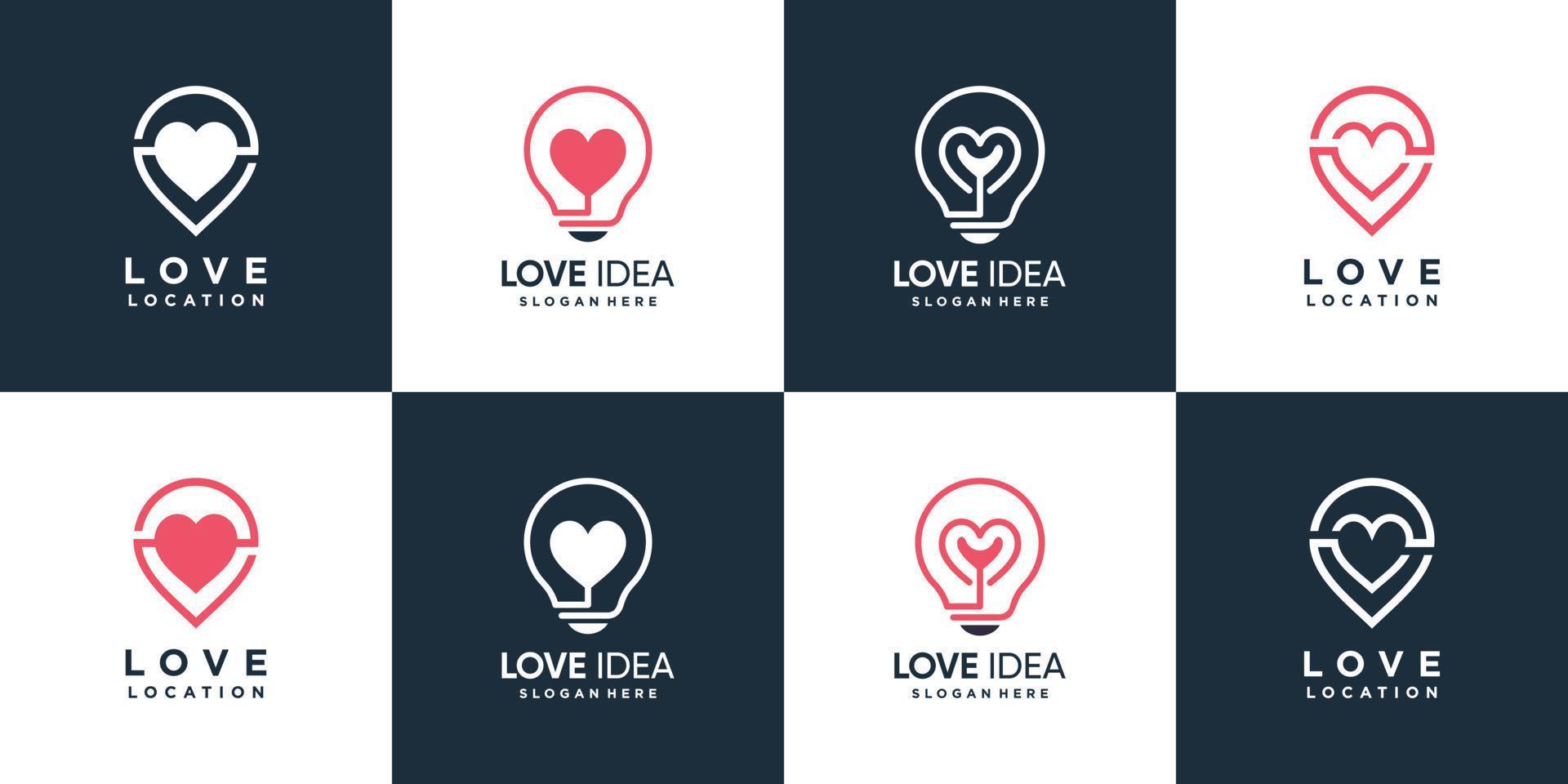 collection de logo d'amour avec vecteur premium de concept d'élément créatif