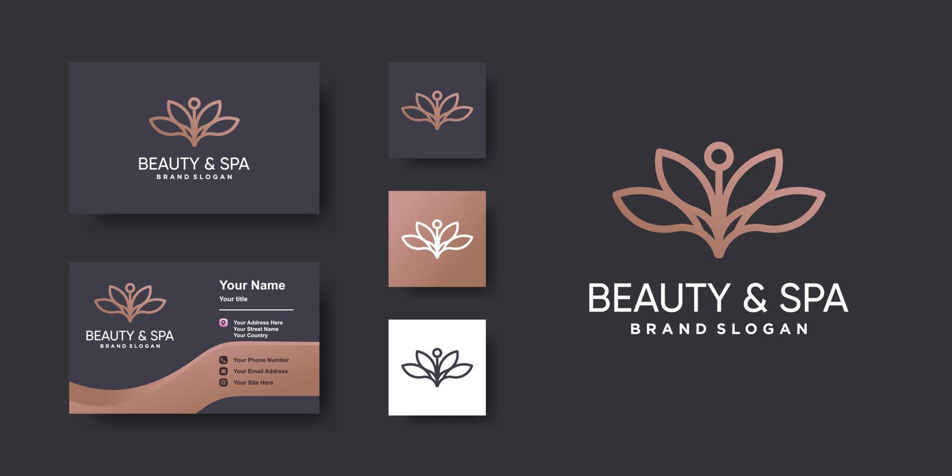 logo de beauté fleur avec vecteur premium de style unique créatif