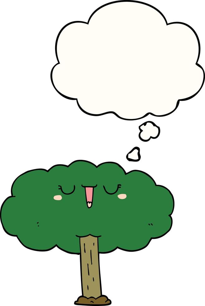 arbre de dessin animé et bulle de pensée vecteur