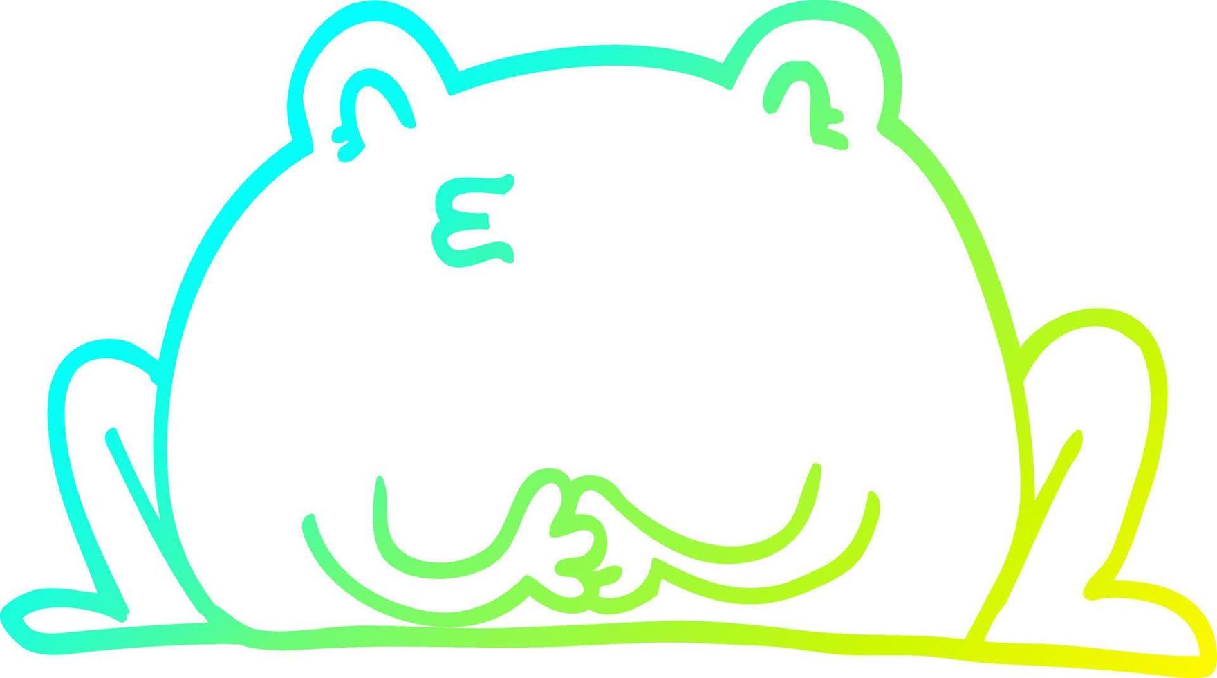 ligne de gradient froid dessinant une grenouille de dessin animé mignon vecteur