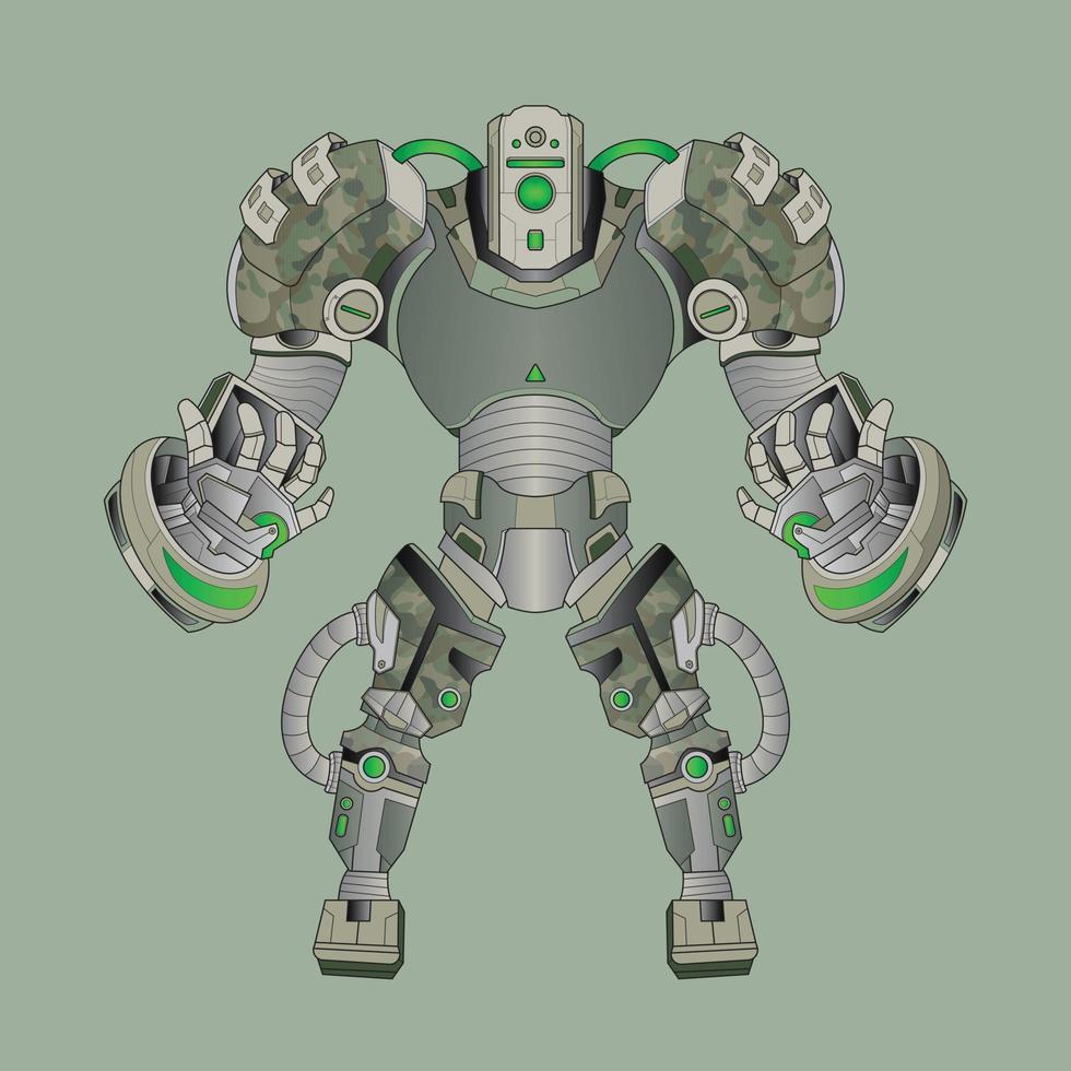 technologie de personnage robot guerrier cyborg en arrière-plan, parfait pour la mascotte, la conception de t-shirts, l'autocollant, l'affiche, la marchandise et le logo e-sport vecteur
