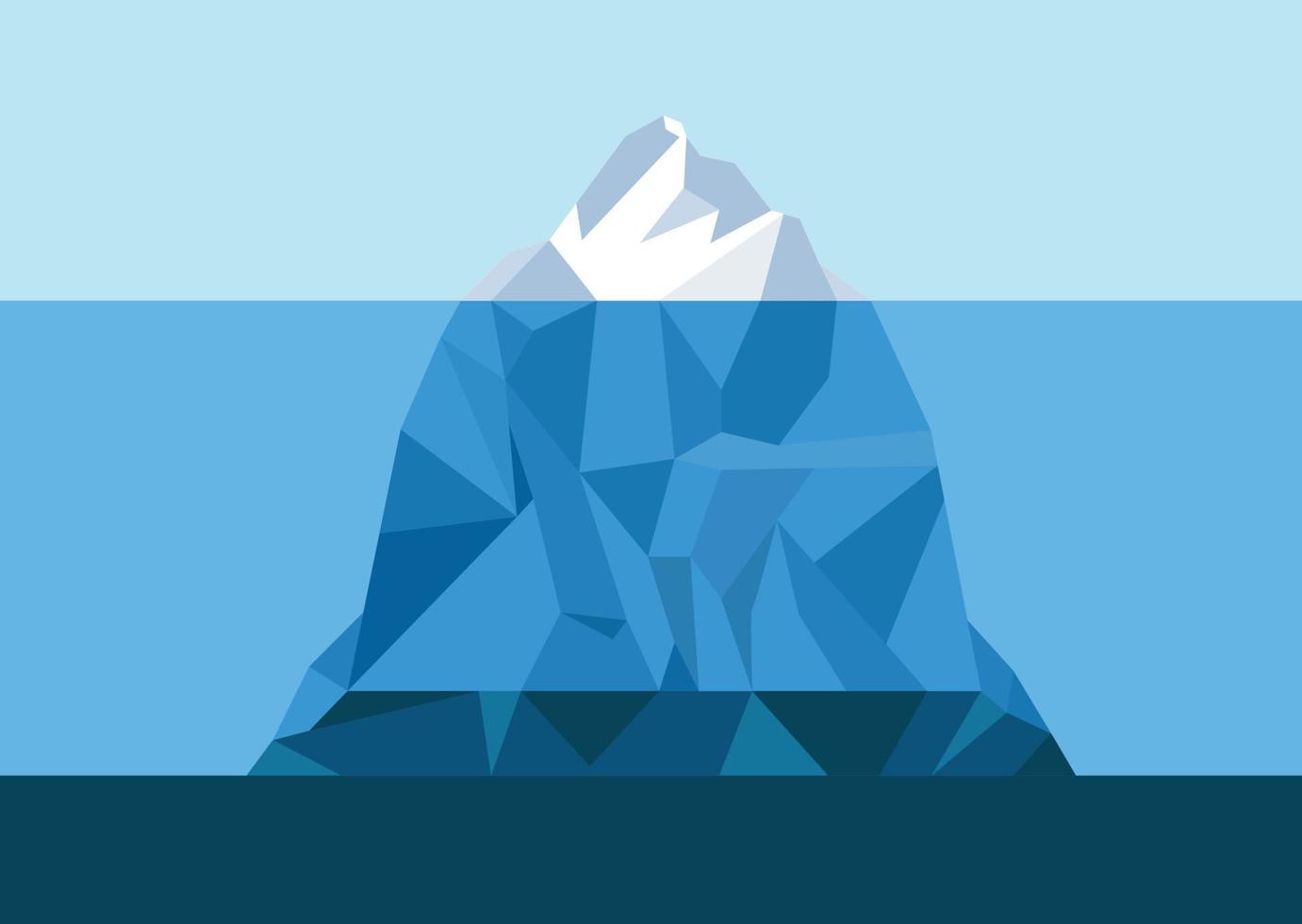 iceberg plat flottant sur les vagues de l'eau avec partie sous-marine illustration d'affaires de vecteur plat