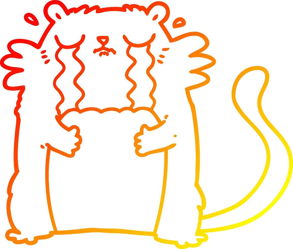 chaud gradient ligne dessin dessin animé chat qui pleure vecteur