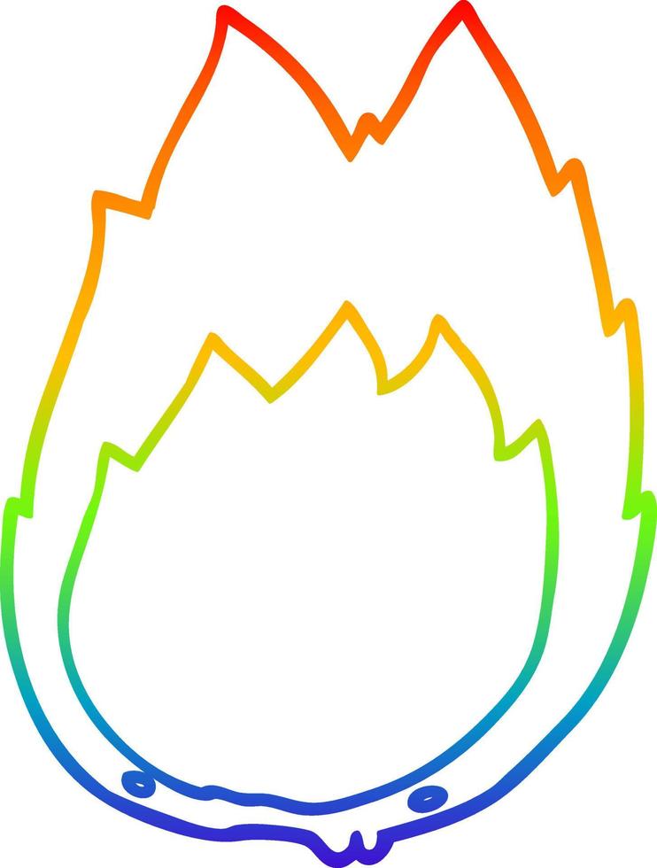 ligne de gradient arc-en-ciel dessinant des flammes de dessin animé vecteur
