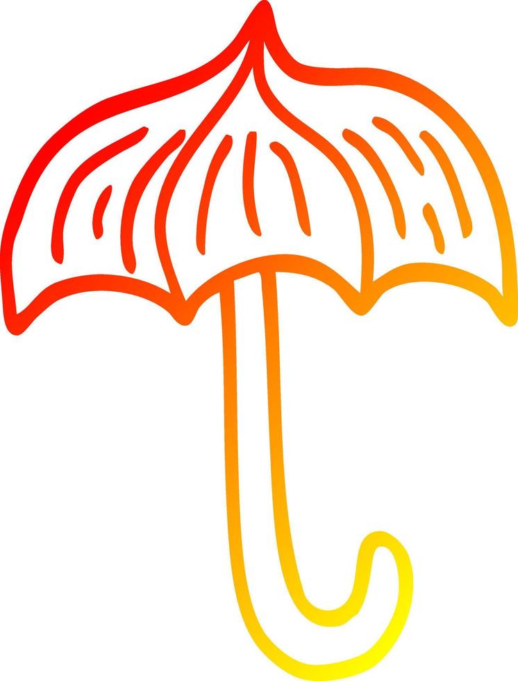 parapluie ouvert de dessin animé de ligne de gradient chaud vecteur