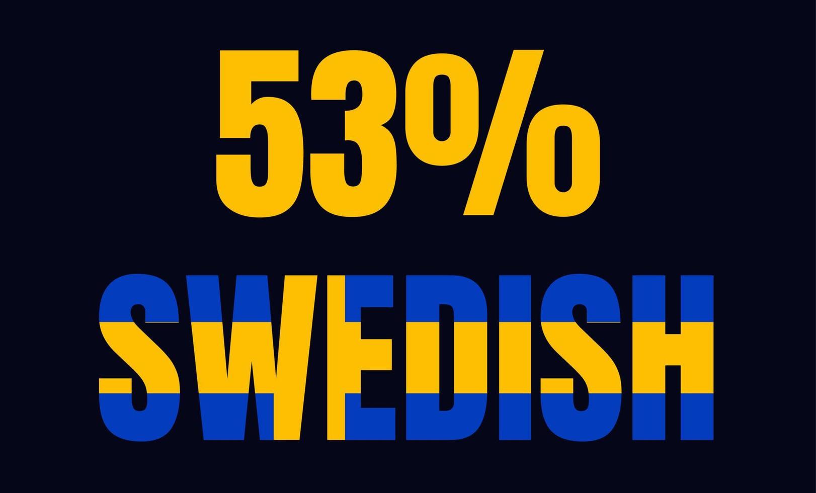 53 pourcentage d'illustration d'art vectoriel d'étiquette de signe suédois avec une police fantastique et une couleur jaune bleu