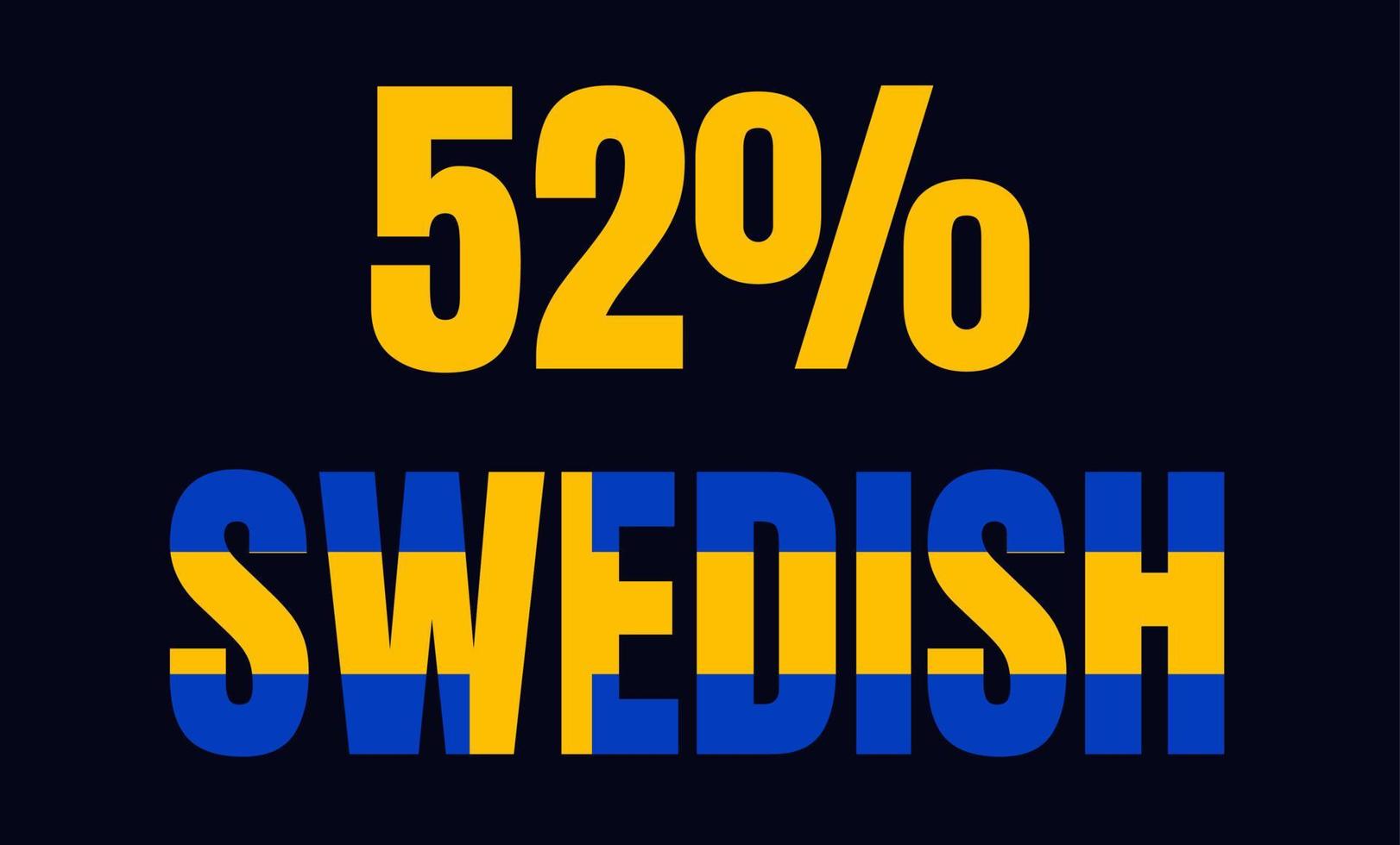 Illustration d'art vectoriel d'étiquette de signe suédois de 52 pourcentages avec une police fantastique et une couleur jaune bleu