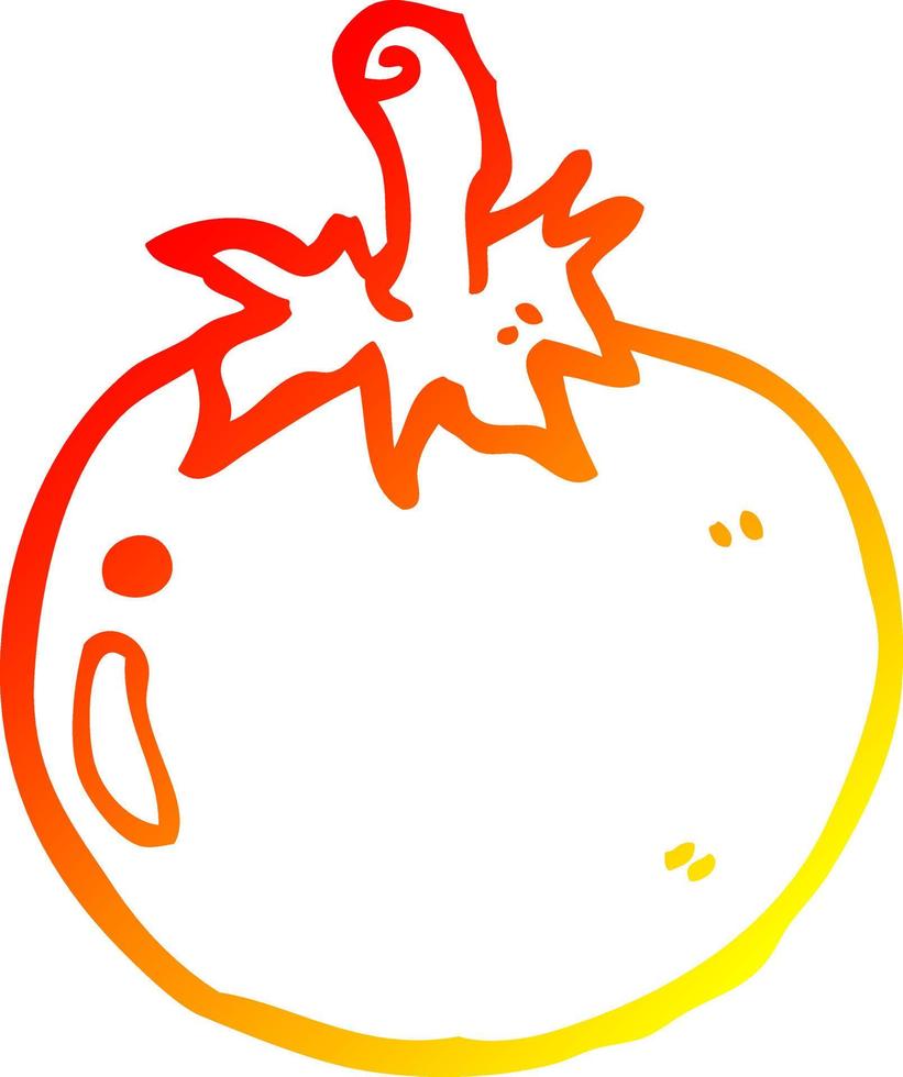 tomate de dessin animé de dessin de ligne de gradient chaud vecteur