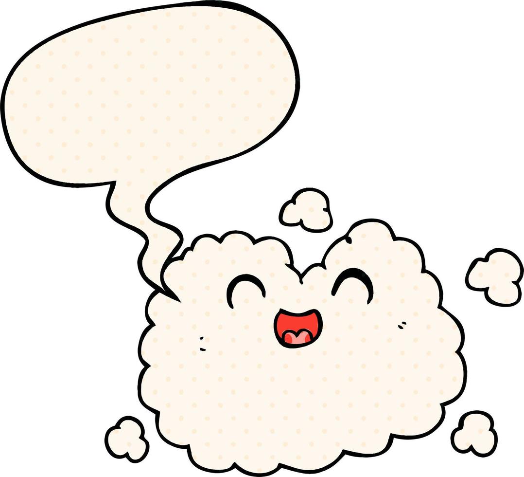 dessin animé heureux nuage de fumée et bulle de dialogue dans le style de la bande dessinée vecteur