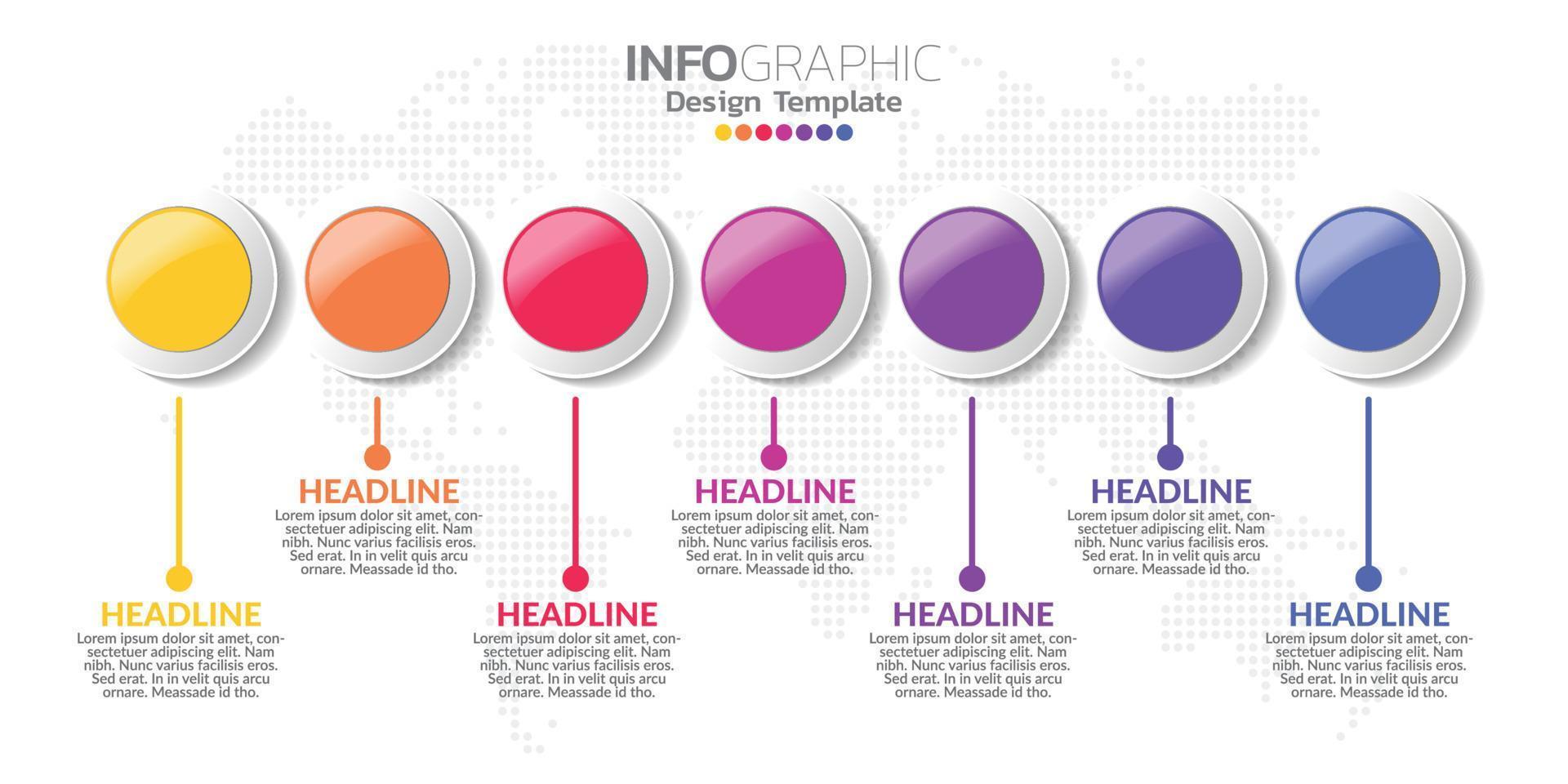 concept d'entreprise infographique avec 7 options ou étapes. vecteur