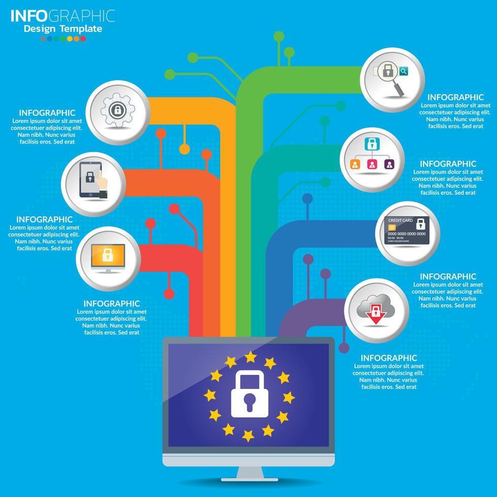 concept de sécurité gdpr infographique vecteur