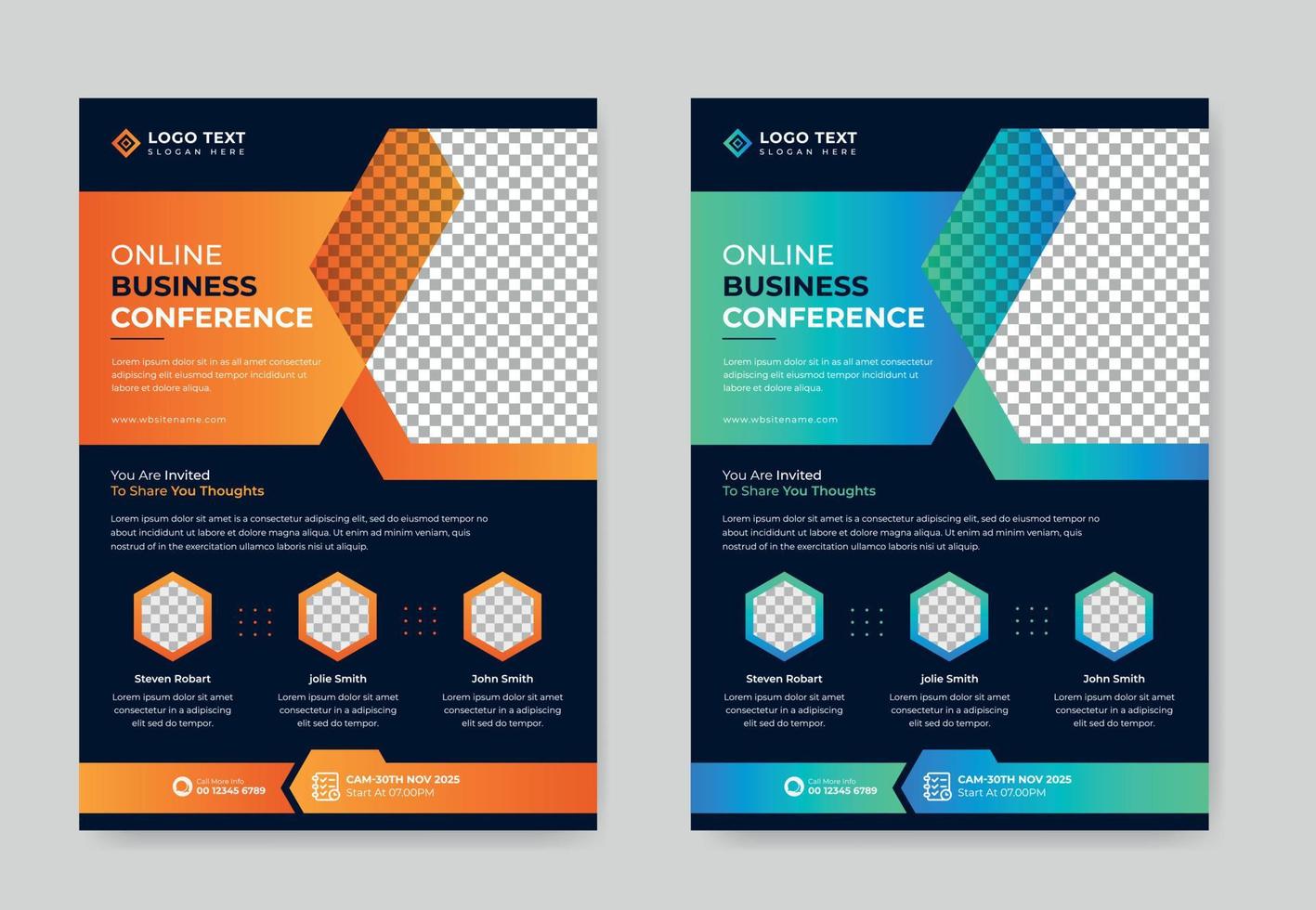 modèle de flyer de webinaire en direct de conférence d'affaires créative et conception d'affiche d'événement ou de bannière d'invitation vecteur