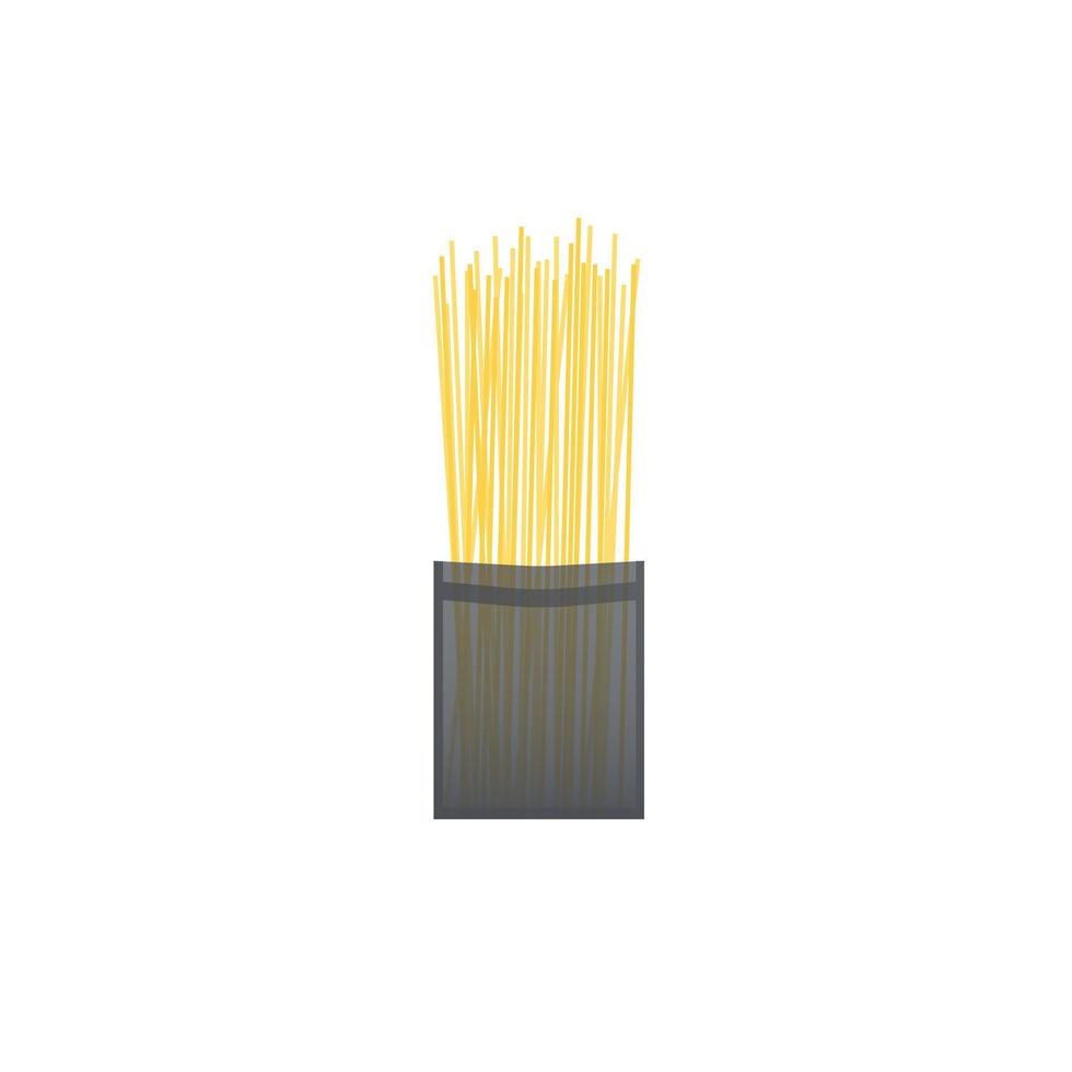 spaghetti italien multicolore dans un récipient en verre transparent gris isolé sur blanc. illustration vectorielle vecteur