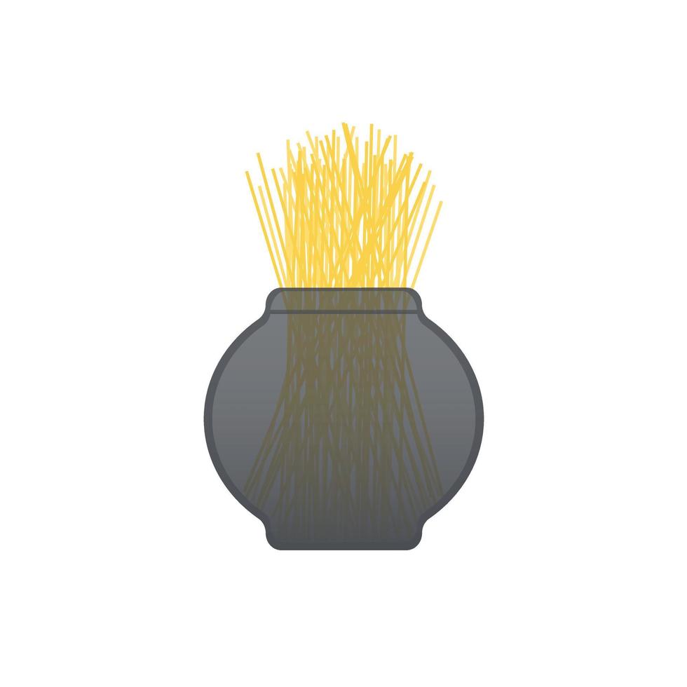 spaghetti italien multicolore dans un récipient en verre transparent gris isolé sur blanc. illustration vectorielle vecteur