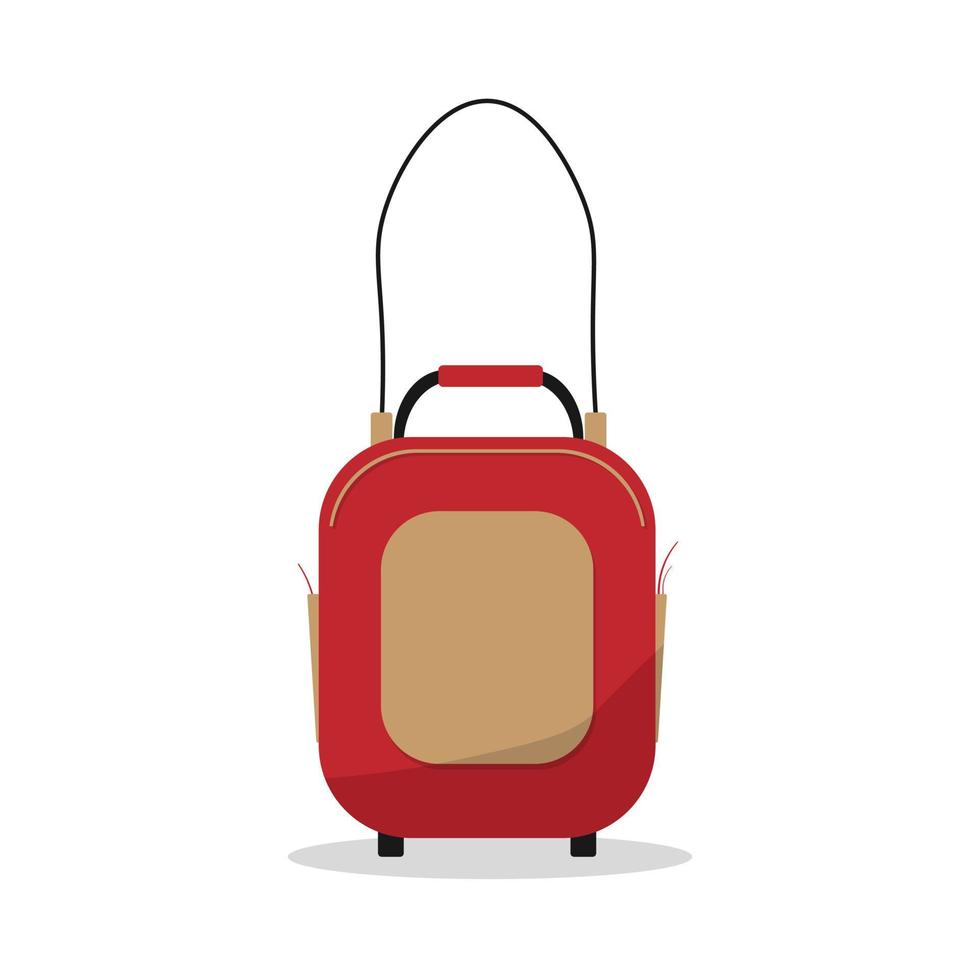 valise à bagages de dessin animé sur roues. isoler sur un fond gris. illustration vectorielle vecteur