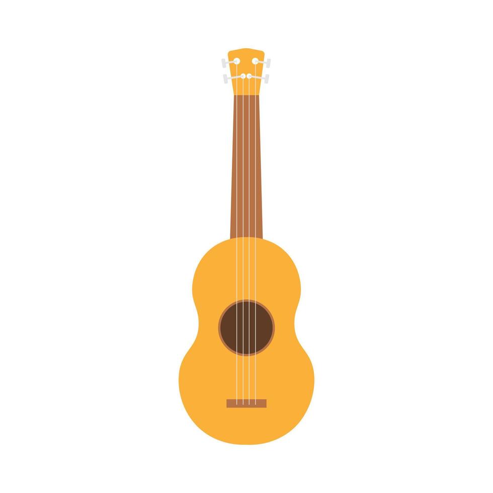 ukulélé ou ukelele isolé sur fond blanc. instrument de musique acoustique à cordes. petite guitare folk hawaii. illustration vectorielle plane colorée vecteur