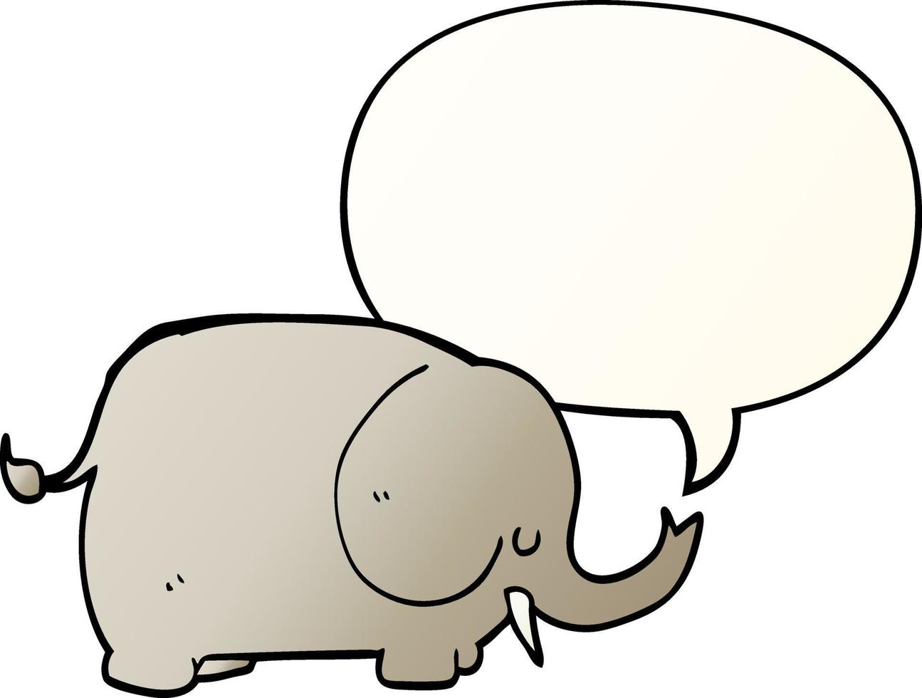 éléphant de dessin animé et bulle de dialogue dans un style de dégradé lisse vecteur