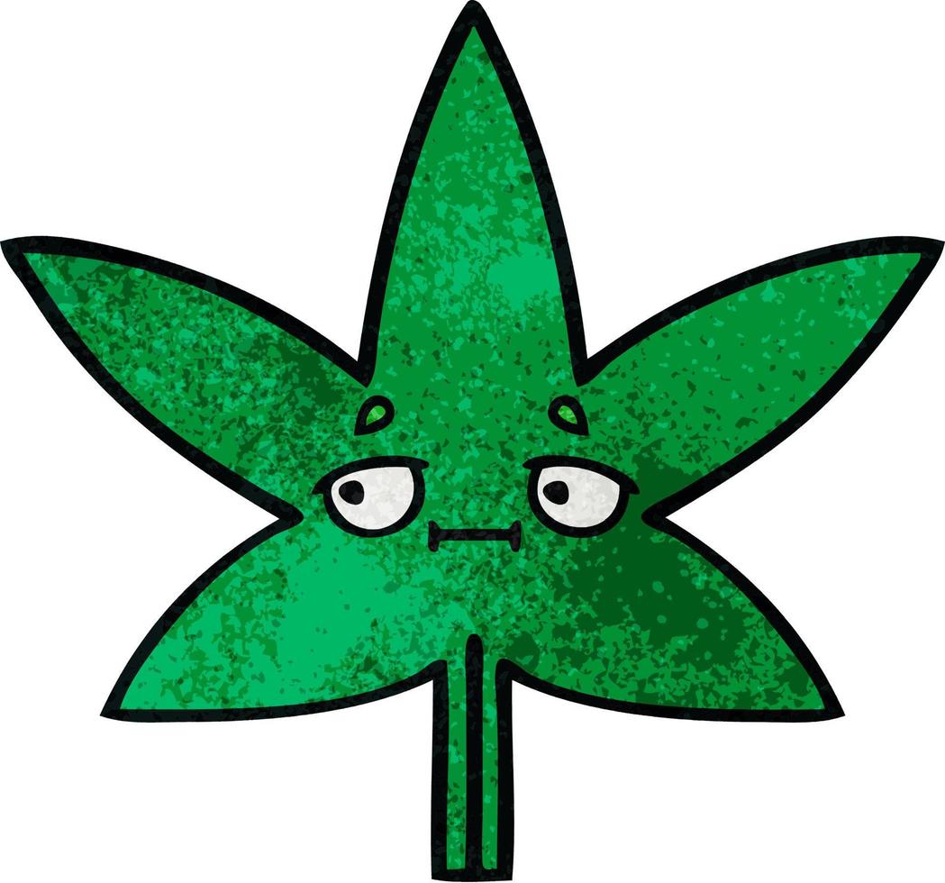 feuille de marijuana dessin animé texture grunge rétro vecteur