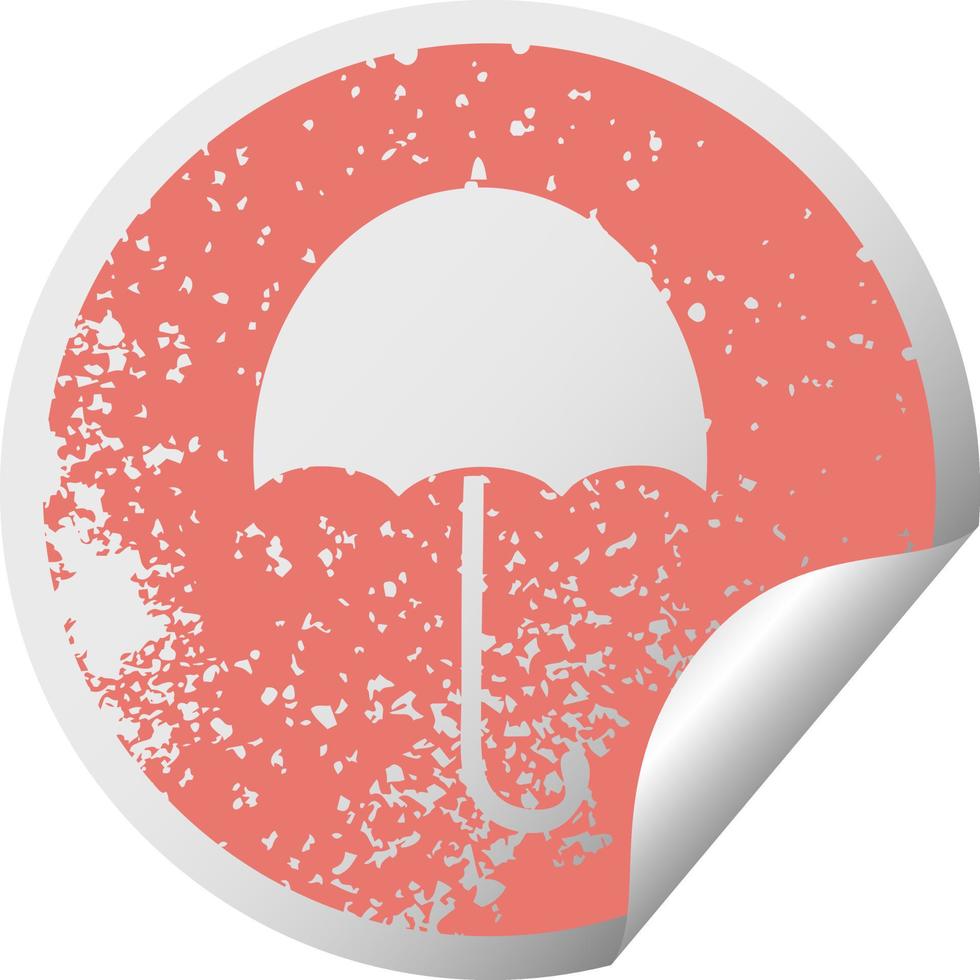 autocollant peeling circulaire en détresse symbole d'un parapluie ouvert vecteur