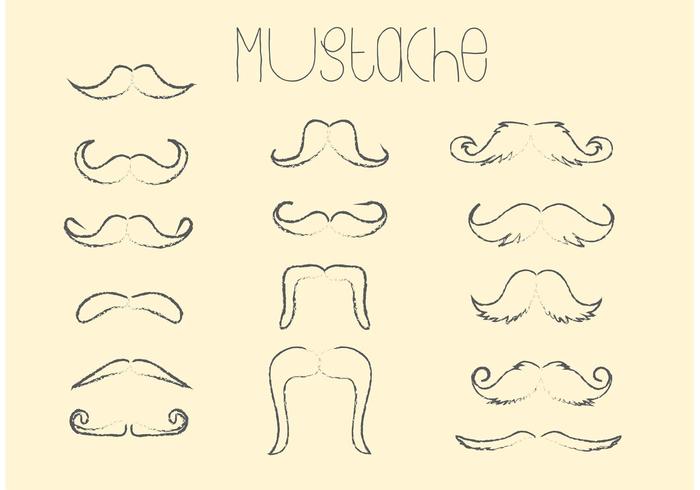 Jeu de moustaches à dessins à main vecteur