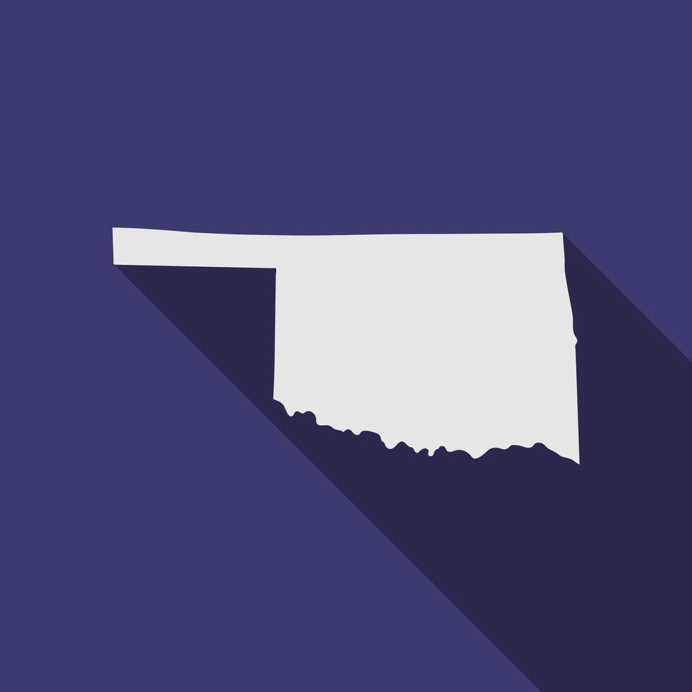 carte de l'état de l'oklahoma avec ombre portée vecteur