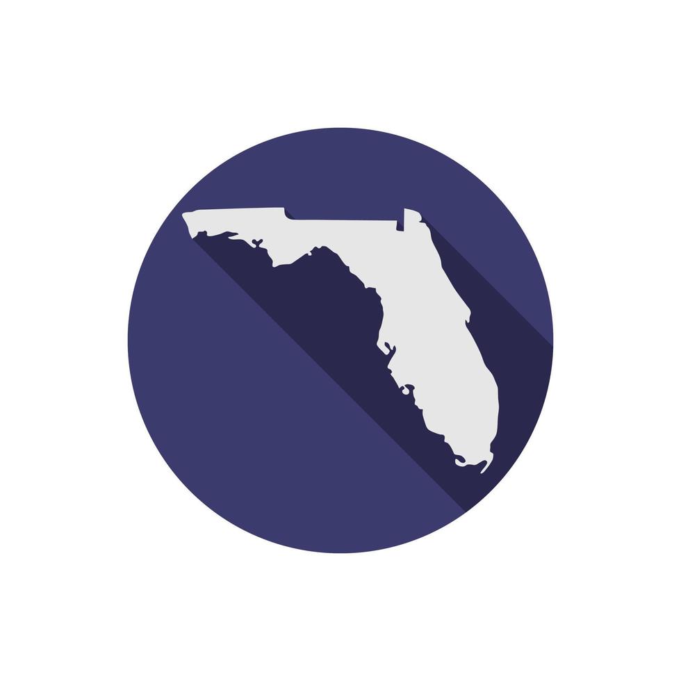 carte de cercle d'état de Floride avec ombre portée vecteur