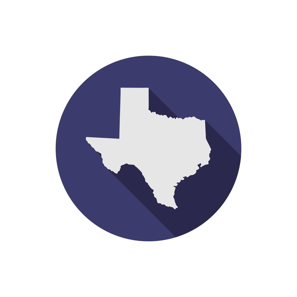 cercle de carte d'état du texas avec ombre portée vecteur