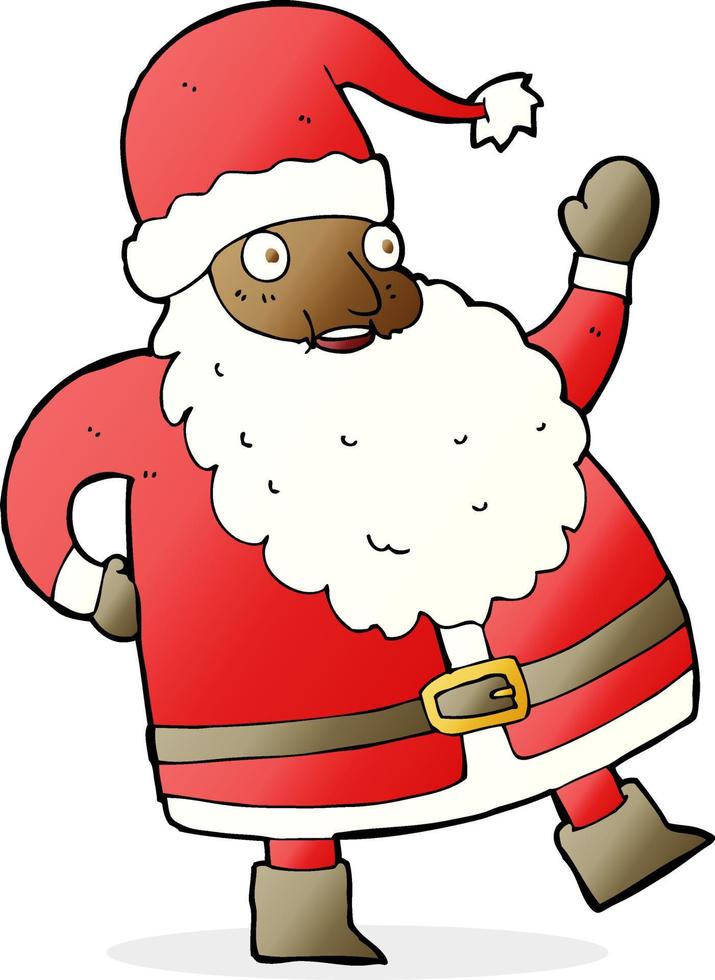 dessin animé drôle de père Noël agitant vecteur