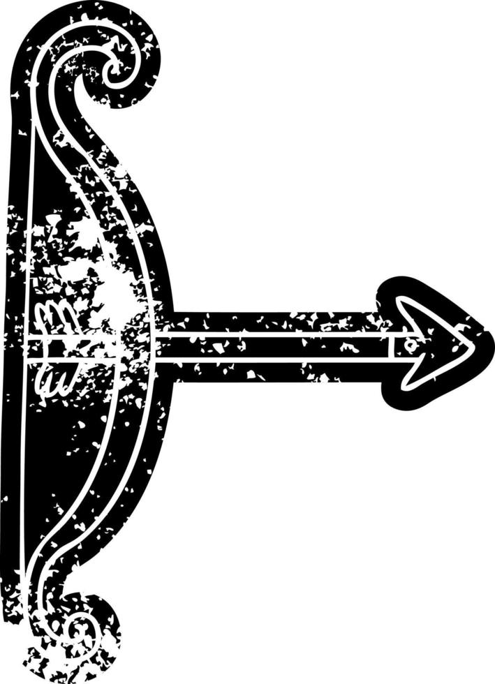 icône grunge dessin d'un arc et d'une flèche vecteur