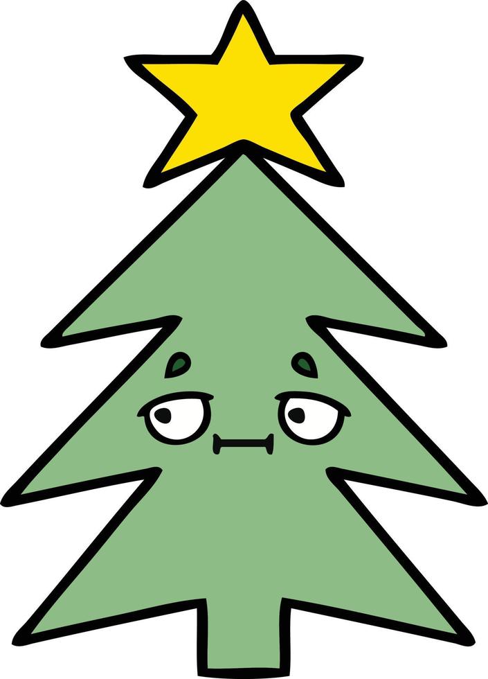 arbre de noël de dessin animé mignon vecteur