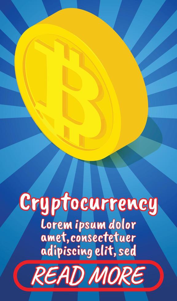 bannière de concept de crypto-monnaie, style isométrique de bande dessinée vecteur