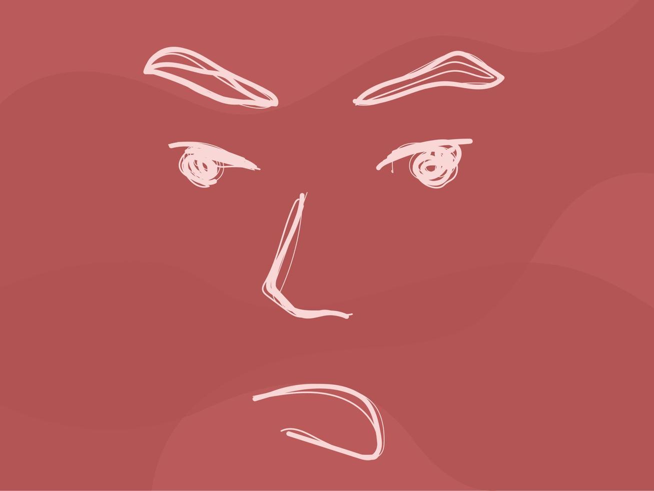 visage agressif avec illustration vectorielle d'expression en colère vecteur