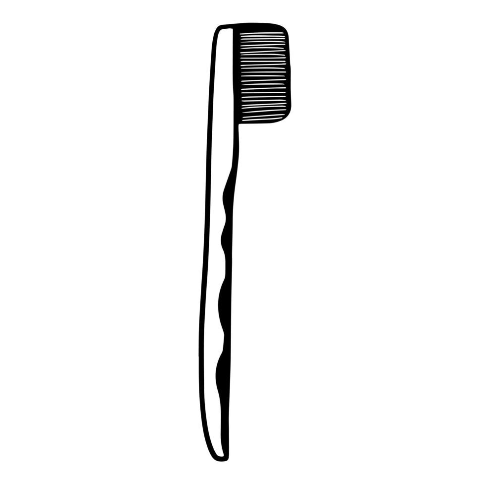 doodle noir d'une brosse à dents. illustration d'accessoires de salle de bain dessinés à la main. brosse à dents dessin au trait illustration vecteur