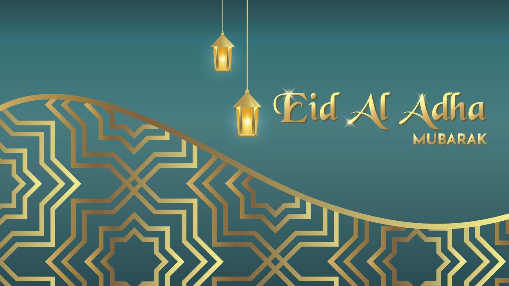 modèle de bannière eid al adha mubarak avec des motifs islamiques dorés vecteur