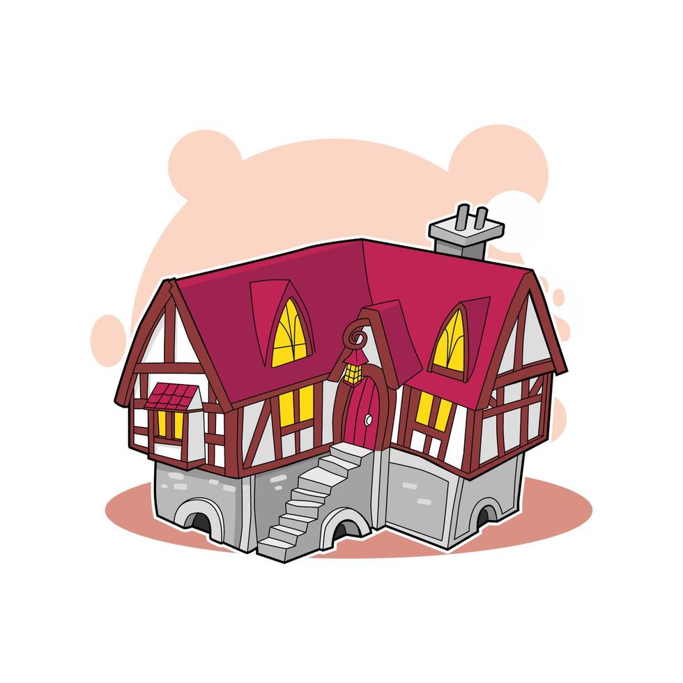conception d'illustration vectorielle de dessin animé mignon maison vecteur