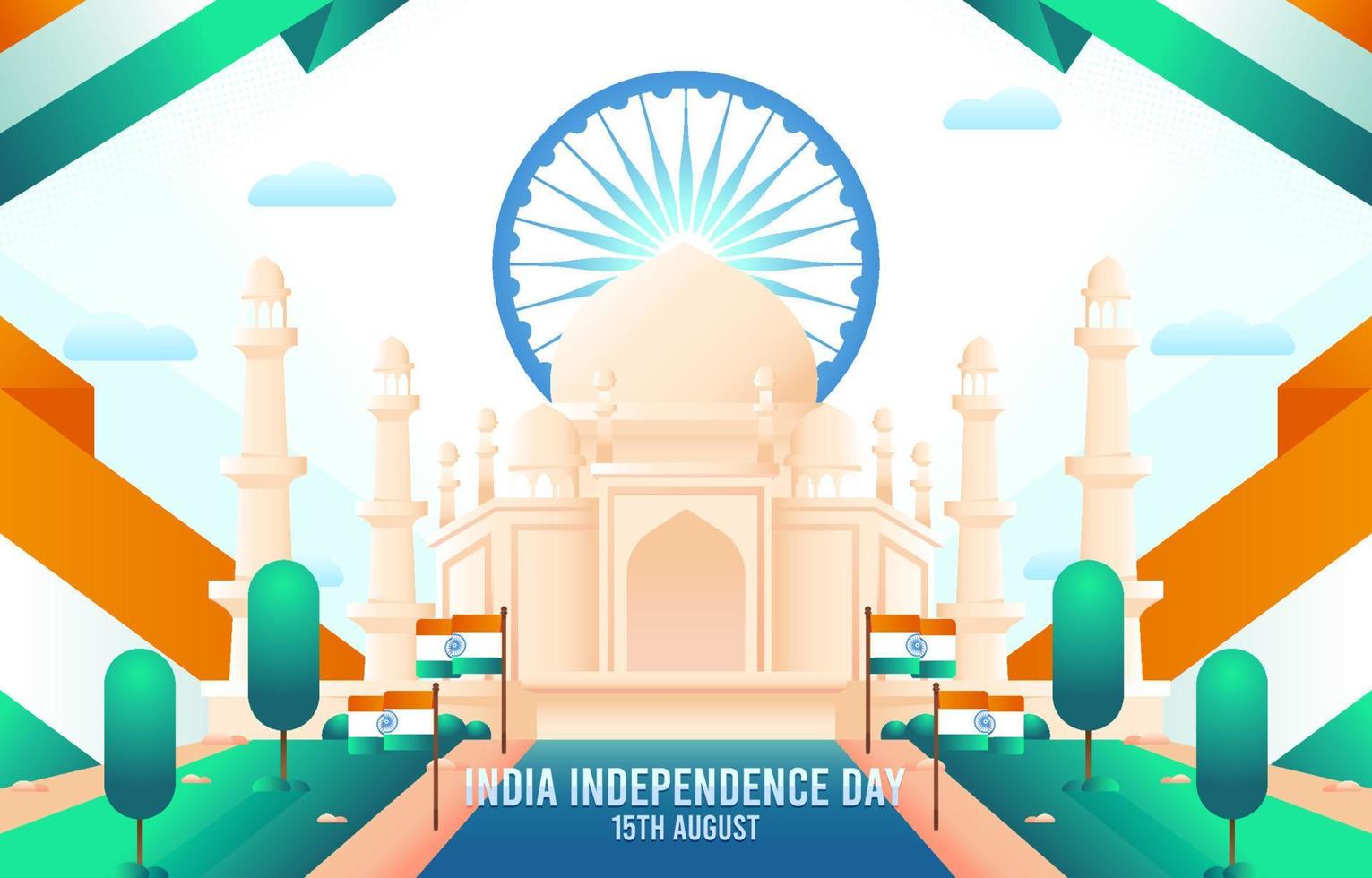 taj mahal et le jour de l'indépendance de l'inde vecteur