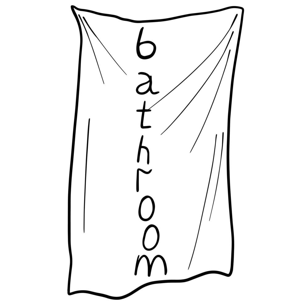 doodle noir d'une serviette. illustration d'accessoires de salle de bain dessinés à la main. serviette ligne art illustration vecteur