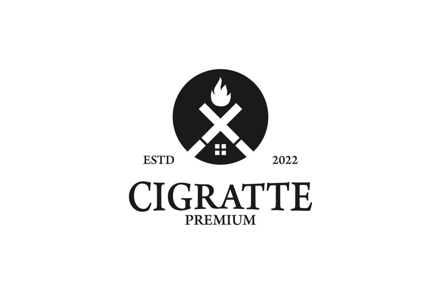 plat cigarette industrie usine logo design vecteur graphique symbole icône illustration idée créative