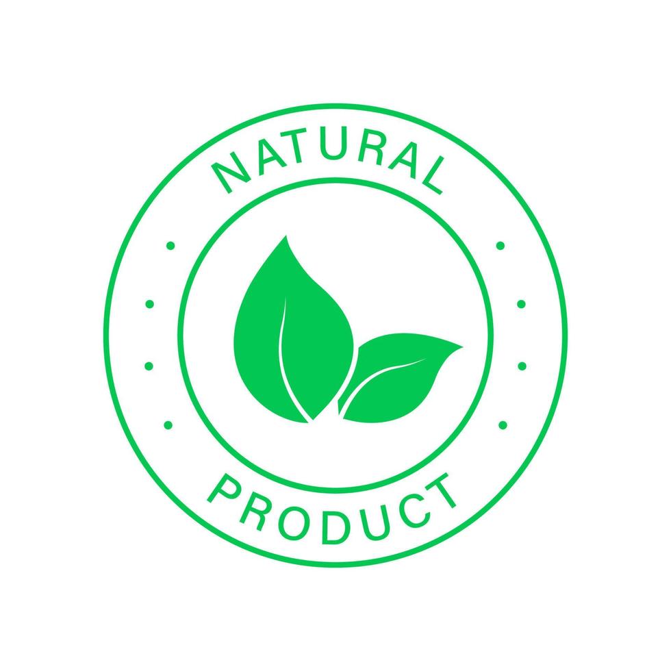 timbre de ligne verte de produit biologique naturel. autocollant de contour d'ingrédients naturels frais de qualité. étiquette d'aliments sains et respectueux de l'environnement. pur symbole. Logo certifié 100 % nature. illustration vectorielle. vecteur