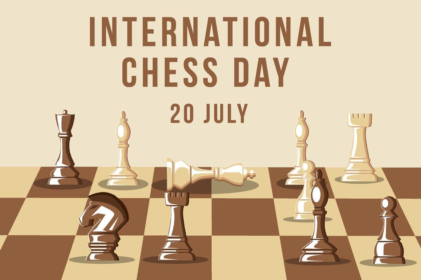 journée internationale des échecs avec illustration de la position d'échec et mat vecteur