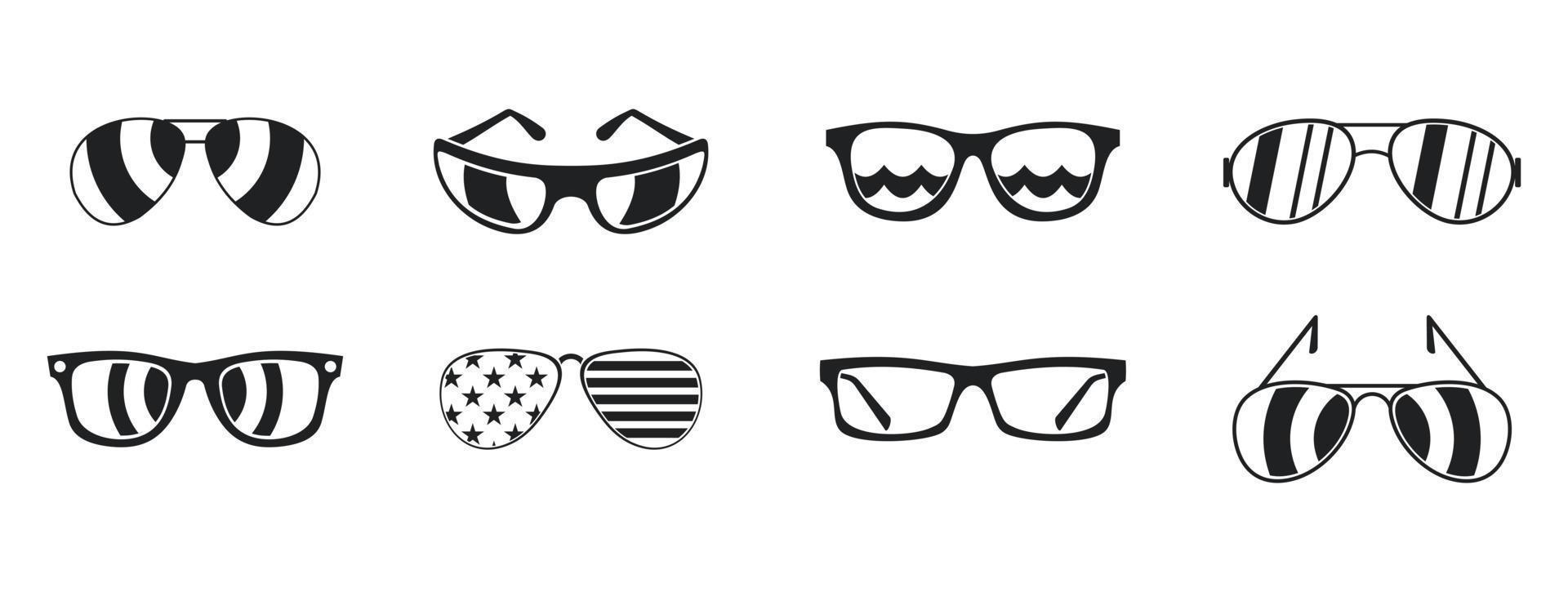jeu d'icônes de lunettes de soleil, style simple vecteur
