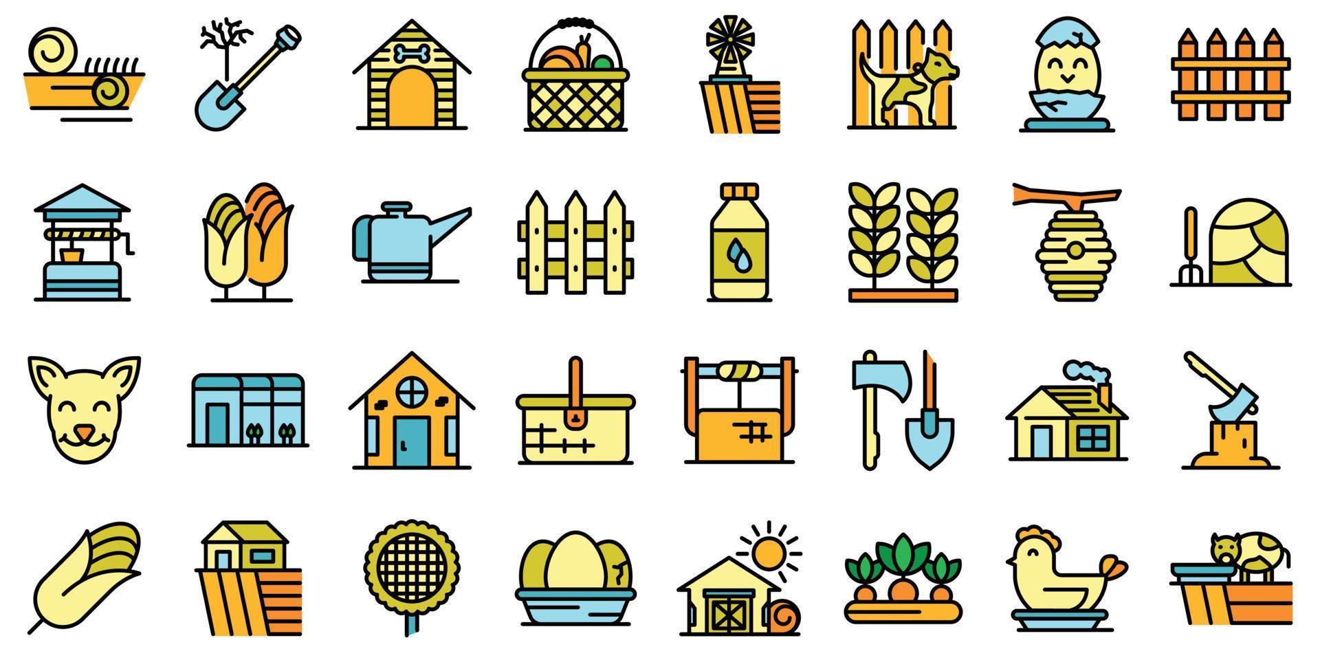 icônes de village mis à plat vecteur