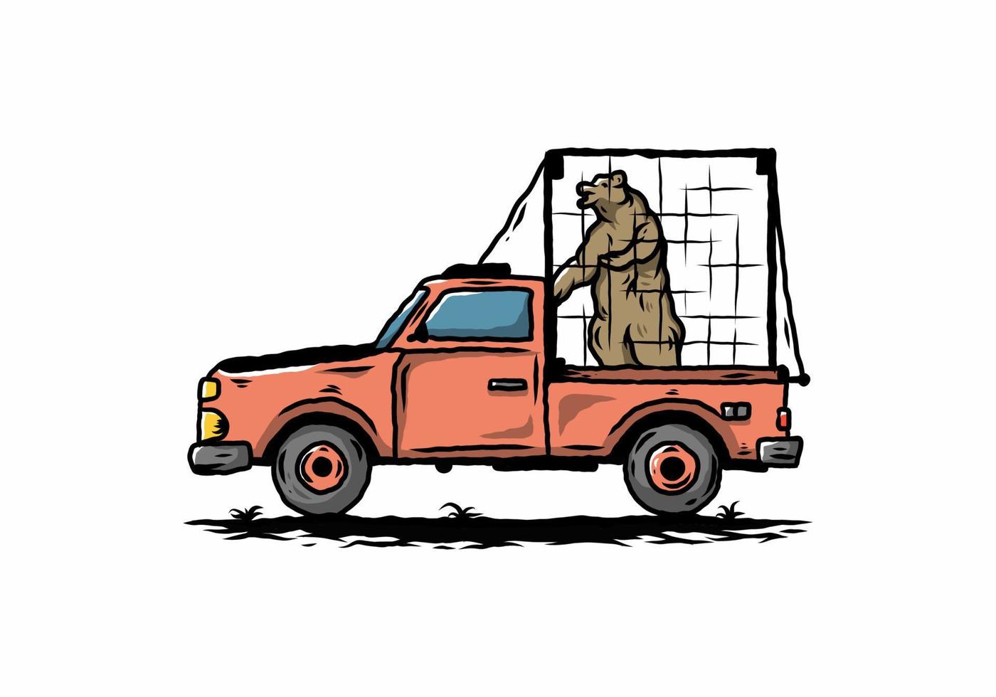 gros ours en cage sur l'illustration de la voiture vecteur