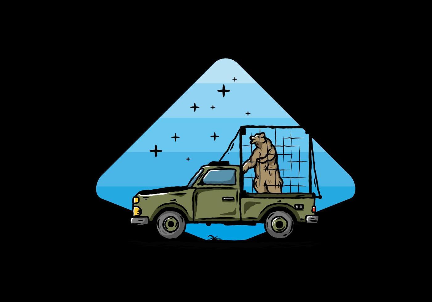 gros ours en cage sur l'illustration de la voiture vecteur