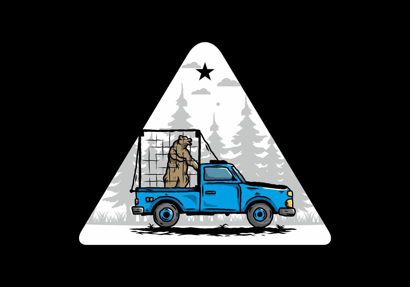 gros ours en cage sur l'illustration de la voiture vecteur