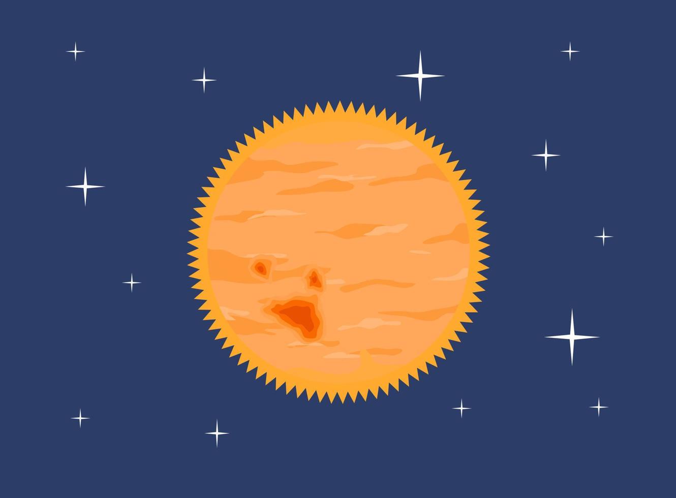 illustration vectorielle soleil avec ciel étoilé sombre dans l'espace avec taches solaires et rayons pour l'astronomie science astrophysique solaire ou éducation aux éléments graphiques vecteur