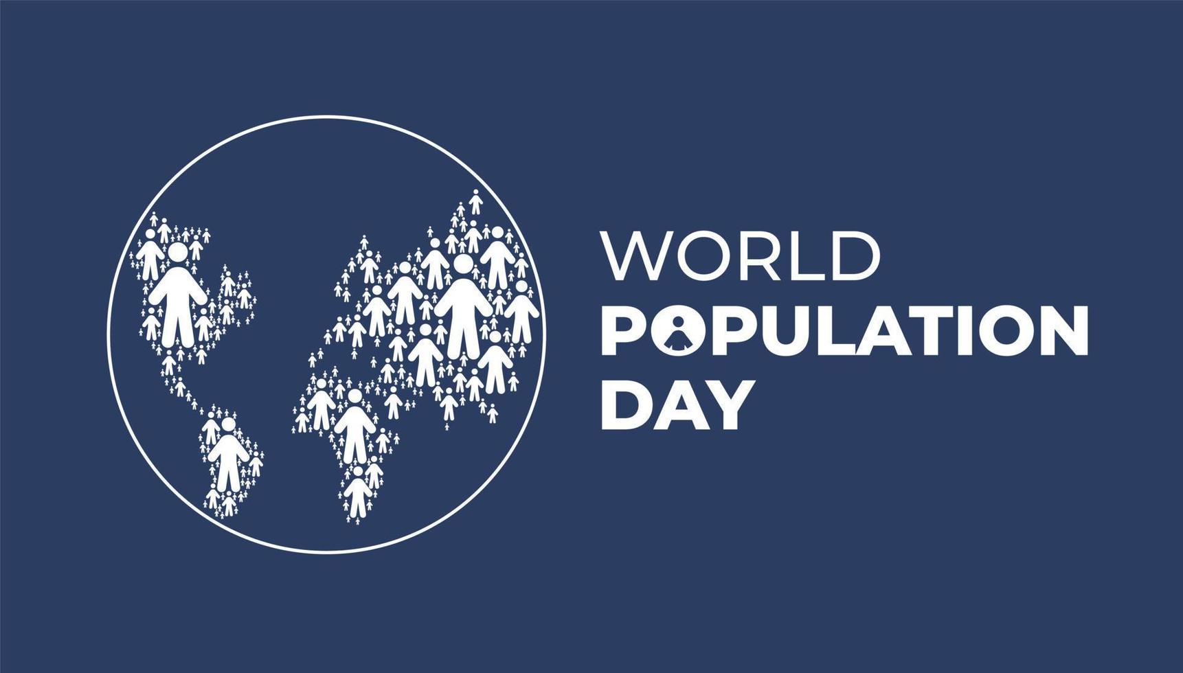 affiche de célébration de la journée mondiale de la population avec illustration vectorielle globe et personnes et fond d'écran gris foncé vecteur