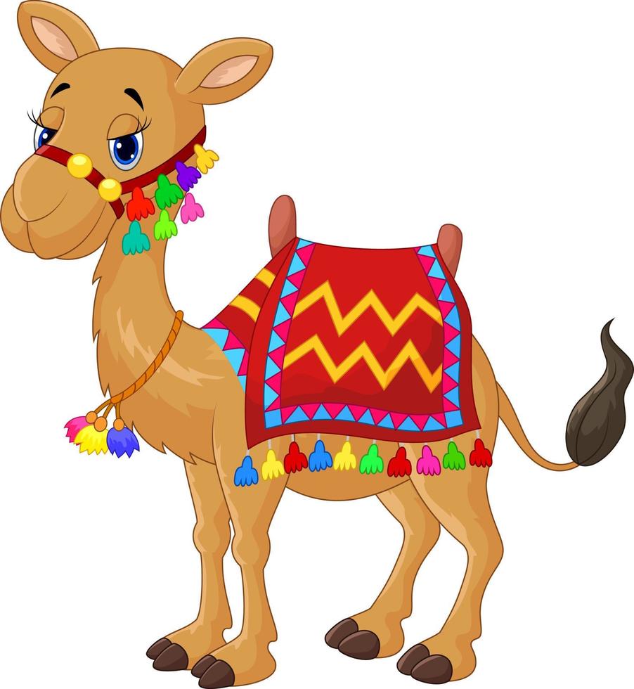 chameau décoré de dessin animé vecteur