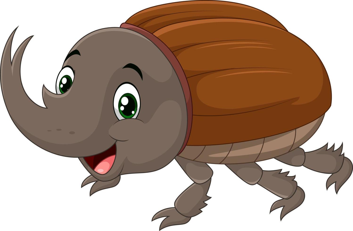 dessin animé heureux scarabée rhinocéros vecteur