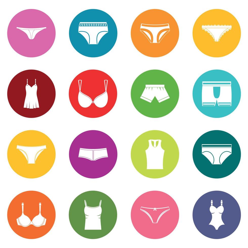 icônes d'articles de sous-vêtements ensemble de nombreuses couleurs vecteur